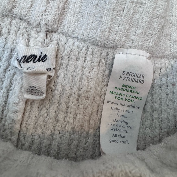 Aerie Joggers Womens Small Cream Cotton Waffle Knit Lounge Pants Minimalist - Picture 7 of 8